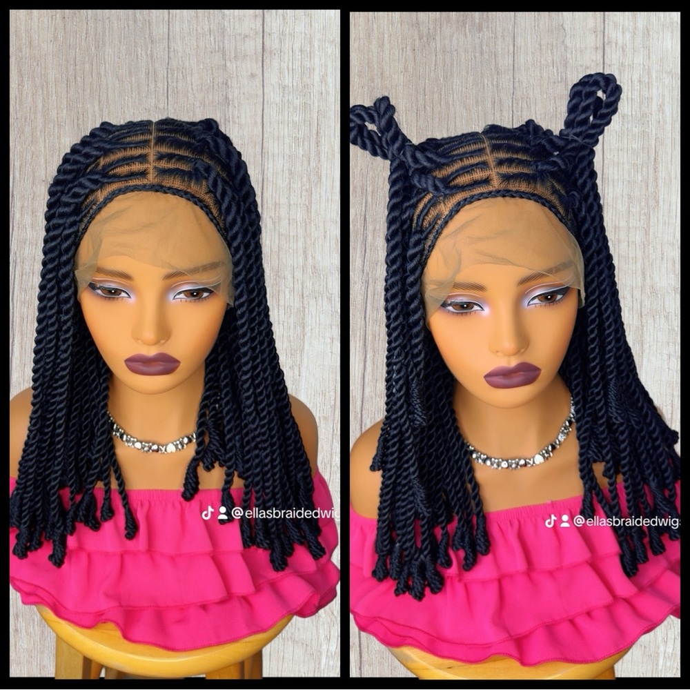 Elegant Black Braided Wig Loc Twists
